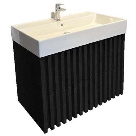 Swiss Aqua Technologies Meuble de salle de bain avec lavabo SAT Delano 80x56x46 cm noir mat (DELANO80ZCSAT)
