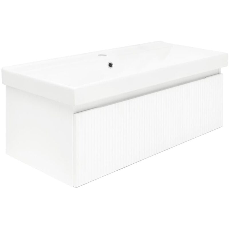 Meuble de salle de bain avec lavabo sat Evolution 98x30x44,8 cm blanc mat (SATEVO100WMU1) - Swiss Aqua Technologies