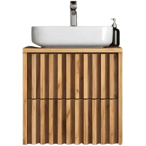 Swiss Aqua Technologies – Meuble sous vasque simple 60x46 cm DELANO60ZDDE – Chêne mat – Surface stratifiée – Hauteur 55,5 cm – Certifié FSC
