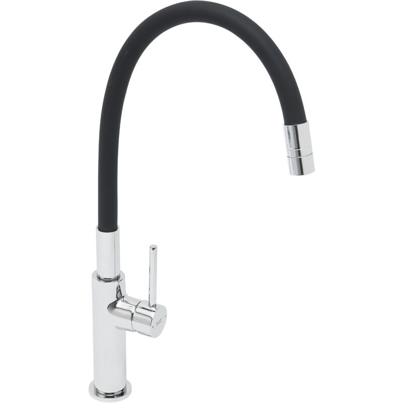 Swiss Aqua Technologies - Mitigeur pour évier de cuisine, bec flexible en silicone, aérateur Neoperl®, cartouche en céramique, noir/chrome