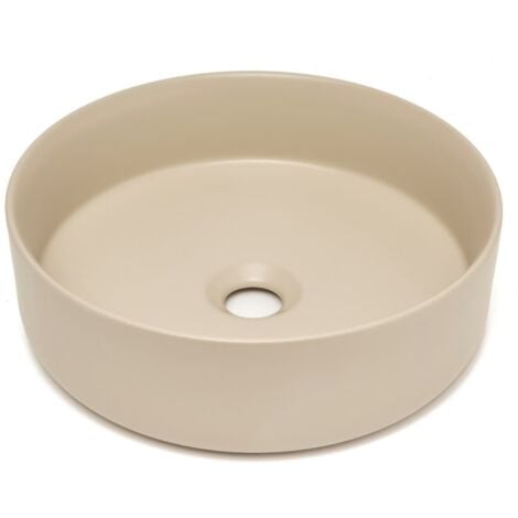 Swiss Aqua Technologies Mood 36x36 cm lavabo rotondo freestanding senza foro per rubinetto o troppo pieno, beige (SATM3636KM)