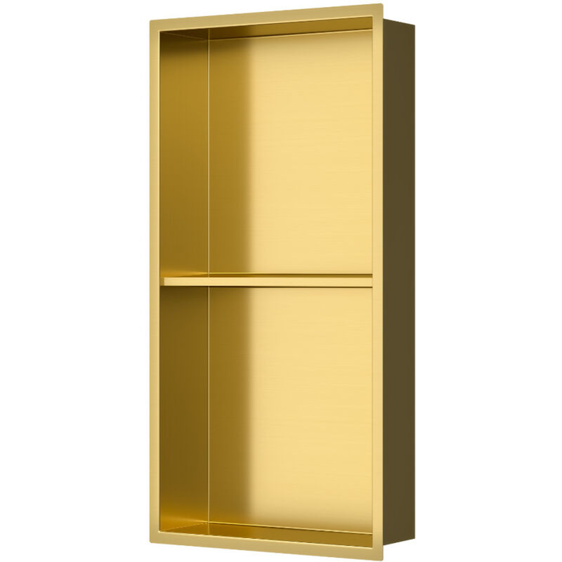 Swiss Aqua Technologies Niche de Douche à encastrer 60x30x10cm , deux étagères, en inox, Gold (SATAURN6030SBG)