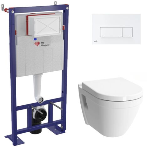 Swiss Aqua Technologies Pack WC bâti-autoportant + Cuvette Vitra S50 + Abattant softclose + Plaque blanche (SMART-S50-4)