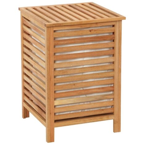 Swiss Aqua Technologies – Panier à linge en bois 45x65x45 cm – HOMEKOS1 – Revêtement textile amovible – Poids 6,2 kg pour rangement élégant