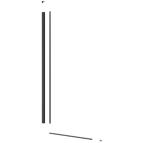 Swiss Aqua Technologies – Paroi de douche walk-in noire avec profilé et rail inférieur – Kit de montage inclus – Installation facile pour salle de bain moderne