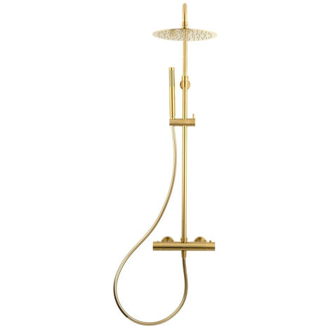 Swiss Aqua Technologies SAT DARK Columna de ducha con mezclador termostático, Oro cepillado (SATDASSTKBZ)