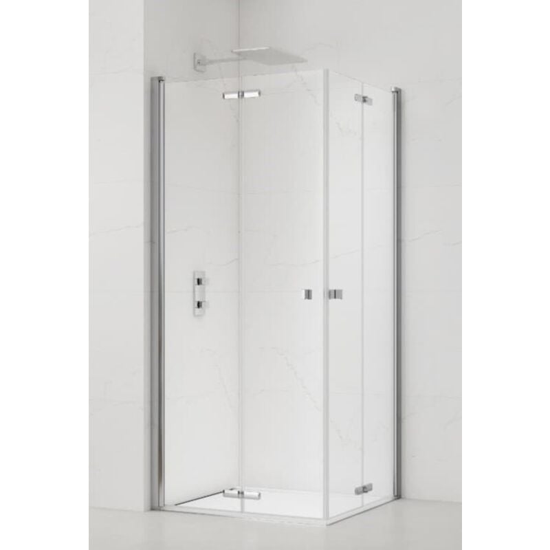 Sat sk Porte de douche acces en angle pliantes 80x90cm anticalcaire avec profilés chrome brillant (SATSK8090) - Swiss Aqua Technologies