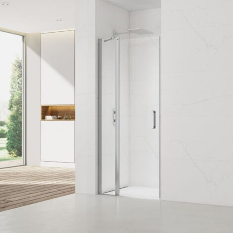 Swiss Aqua Technologies Set Porte de douche 100x196 cm transparente + Profilé pour paroi de douche + Poignée pour porte de douche (SATFUDP100NIKA)