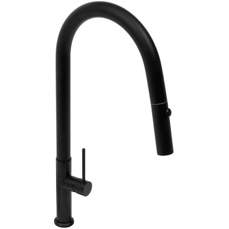 Swiss Aqua Technologies Single-Lever Swivel Spout Kitchen Mixer Tap with Pull-Out Spray, 2 sprays, Matt Black (SATBSD288C)