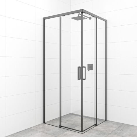 Swiss Aqua Technologies TEX quadratische Duschkabine 90x90 cm, zwei Schiebetüren, schwarz (SATTEXQBB90CT)