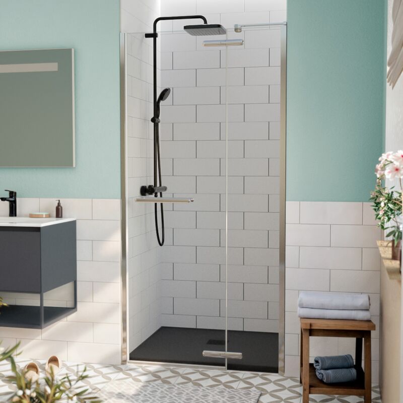 Tgd new Porte de douche 100x200cm pivotante anticalcaire avec profilé chrome brillant (SATTGDN100NIKA) - Swiss Aqua Technologies