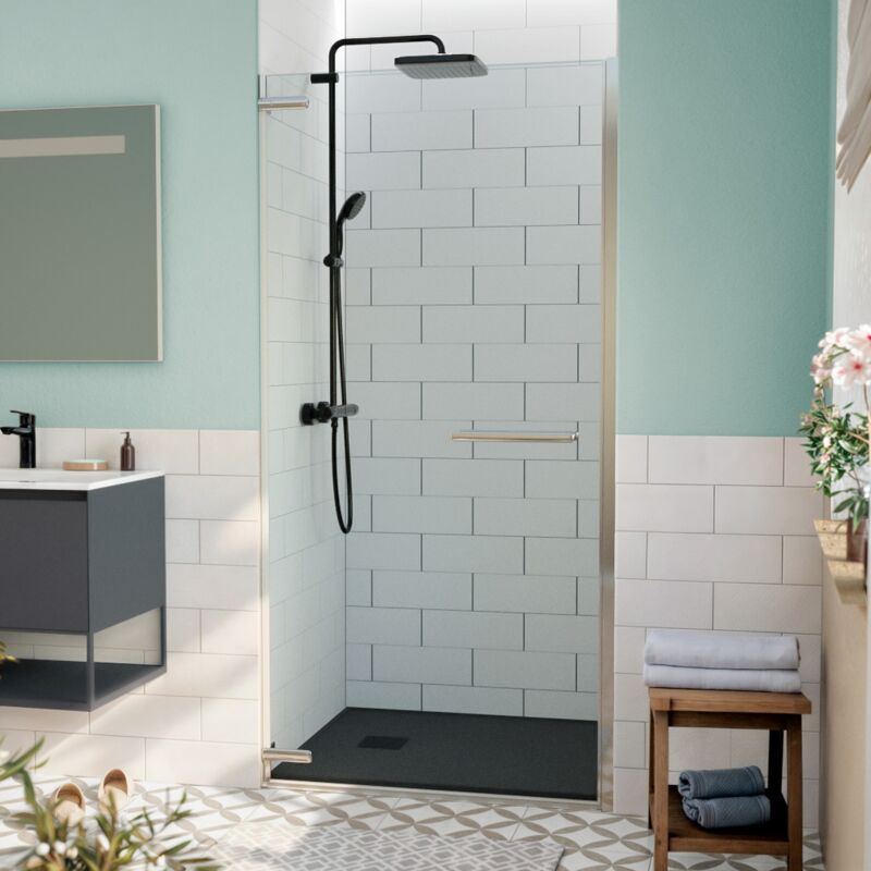 Tgd new Porte de douche 100x200cm pivotante anticalcaire avec profilé chrome brillant (SATTGDO100NIKA) - Swiss Aqua Technologies