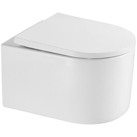 Swiss Aqua Technologies Tornado Leises, spülrandloses Wand-WC und unsichtbare Befestigungen, Sitz mit Fallbremse (SAT72010RTORP)