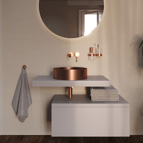 Swiss Aqua Technologies – Vasque suspendue ronde 38 x 38 x 11 cm sans trop-plein – Acier inoxydable brossé – Bonde incluse – SATAUR3838BRG