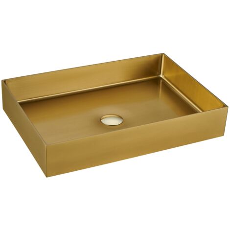 Swiss Aqua Technologies Vasque à poser, 38x55x10 cm, en inox Gold brossé (SATAUR5538BG)