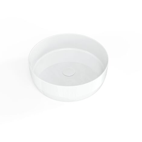 Swiss Aqua Technologies – Vasque à poser 39 x 39 x 12 cm sans trop-plein – Céramique blanc mat – Forme ronde – SATINF3939M