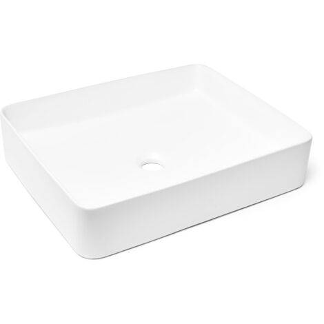 Swiss Aqua Technologies – Vasque à poser 50 x 40 x 11 cm – Céramique blanche mate – Rectangulaire sans trop-plein – SATINF5040M