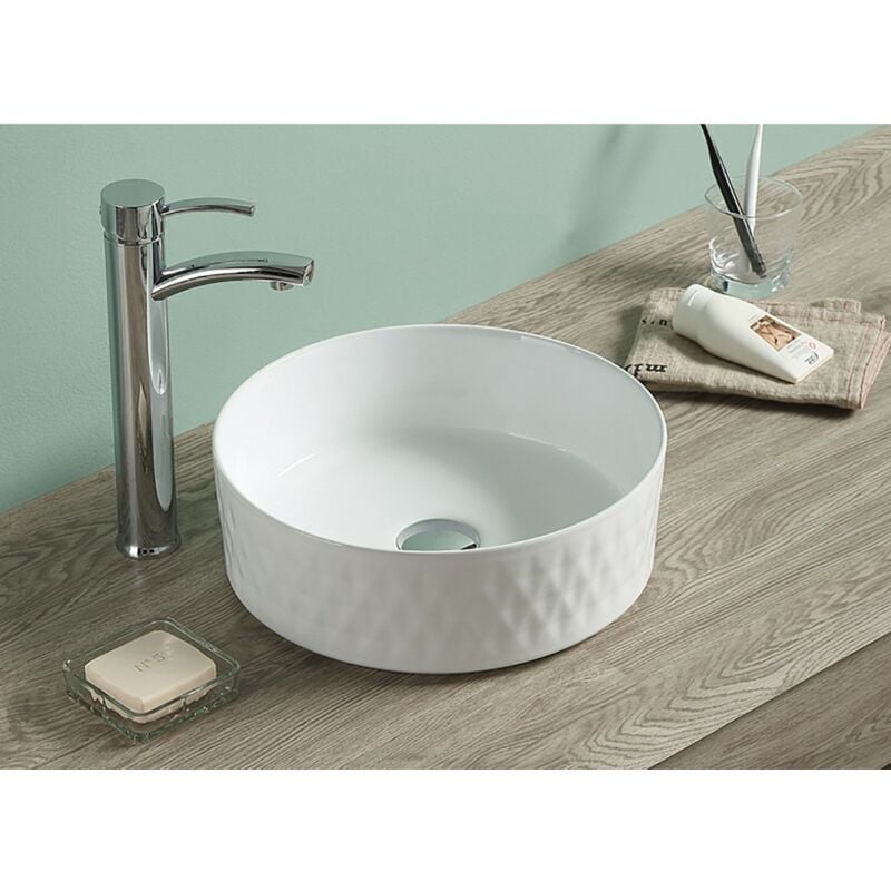 Swiss Aqua Technologies - Vasque à poser Infinitio 36 x 36 x 12 cm sans trop-plein, blanc brillant (SATINF3636)