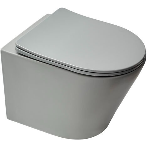 Swiss Aqua Technologies Wc sospeso Infinitio grigio opaco senza flangia e fissaggi invisibili + sedile anticaduta (GreyInfinitio)