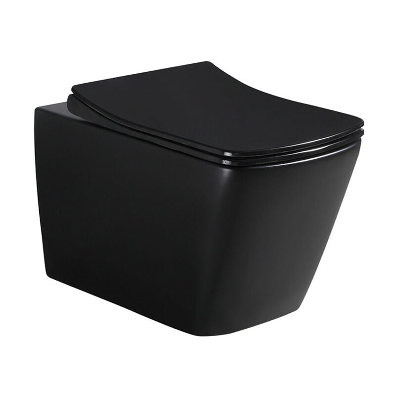 Wc suspendu Infinitio noir mat sans bride Design, fixations invisibles + abattant softclose (SquareBlackInfinitio) - Swiss Aqua Technologies