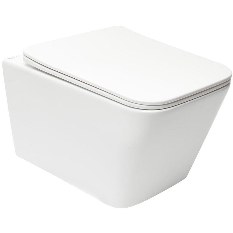 Wc suspendu Infinitio sans bride Design, fixations invisibles + Abattant softclose (SquareInfinitio) - Swiss Aqua Technologies