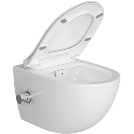 Swiss Aqua Technologies – WC japonais lavant sans bride avec fonction bidet – Abattant softclose – SATINF011RREXPBFC – Céramique blanche – Fixation invisible