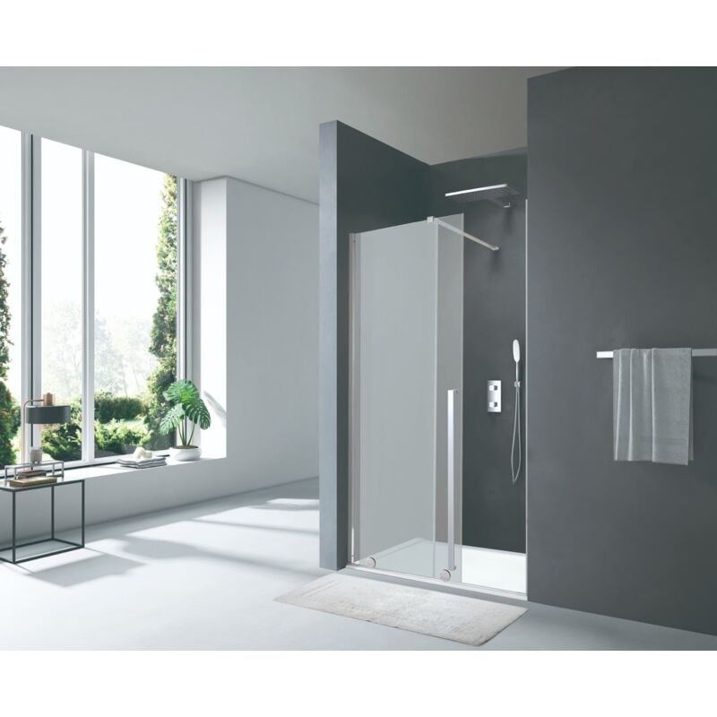 X-motion Porte de douche 200x140cm Coulissante, anticalcaire avec profilé chrome brillant (SATBWIXM140NIKA) - Swiss Aqua Technologies