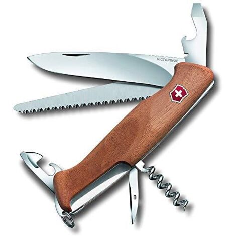 Swiss Army Knife Victorinox Ranger Wood 55 0.9561.63B1 Rosso/Nero con lama grande, 10 funzioni Include una lama grande bloccabile e una sega per legno in confezione blister