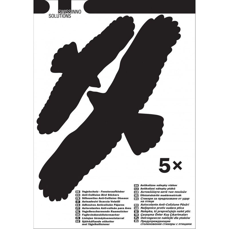 Swissinno Solution - Swissinno 1 705 001 Autocollant image d'oiseau pour fenetre 5 pièces