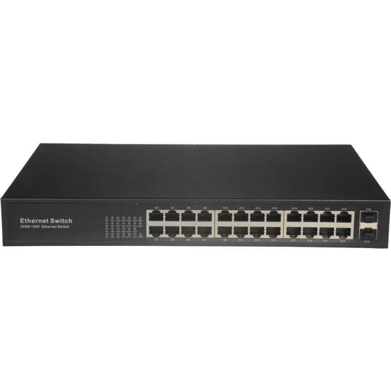 Switch - 24 ports RJ45 + 2 sfp giga - Vitesse des ports 10/100/1000 Mbps - Maximum 20W - Plug & Play - Technologie d'économie d'énergie