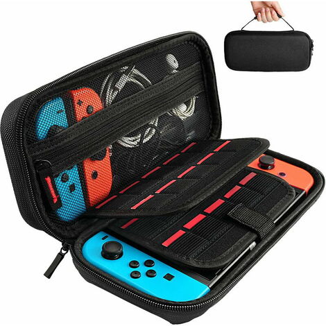 Switch Bag, Housse de transport rigide pour Nintendo Switch, Housse de protection avec rangement pour 20 jeux, console et accessoires - Noir