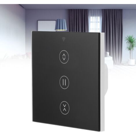 Switch Curtain WiFi(Modèle 95‑/AC) - Noir, PC+ABS, 10A, Control par Toucher, Alexa et Application