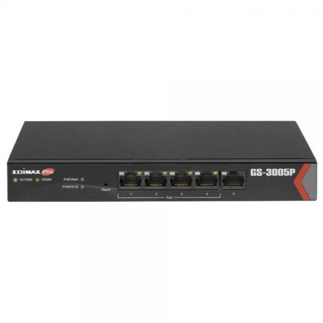 Switch di Rete Edimax a Lunga Distanza Gestito Web a 5 Porte Gigabit con 4 Porte PoE+