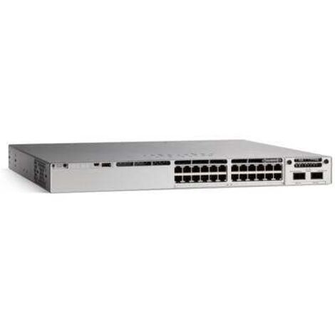 Switch di Rete Gestito Cisco Catalyst 9300-24T-A L2/L3 con 24 Porte LAN RJ-45 10/100/1000 Mbps PoE, Modello Data Only, Colore Grigio
