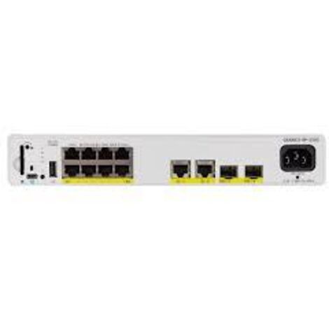 Switch di Rete Gestito Cisco Catalyst C9200CX-8P-2X2G-A con 8 Porte PoE+ 240W, Supporto L2/L3, Gigabit Ethernet, Design Compatto Grigio