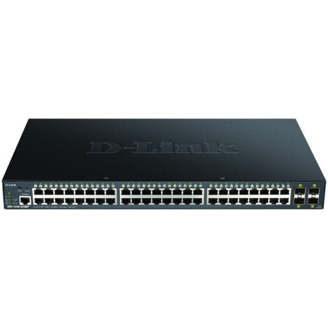 Switch di Rete Gestito D-Link DGS-1250-52XMP/E a 52 Porte con PoE+ e 4 Porte 10G SFP+ con Velocit� Totale di 176 Gbit/s, Supporto Fiber Ottico e Funzionalit� di Gestione Avanzata