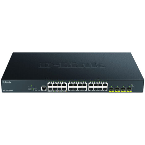 Switch di Rete Gestito Layer 3 D-Link DGS-1250-28XMP con 24 Porte Gigabit Ethernet PoE, 4 Porte 10 Gigabit SFP+ PoE, Alimentazione PoE da 370W
