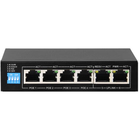SWITCH DI RETE PoE 4 PORTE RJ45 LAN ETHERNET 10/100 MBPS VIDEOSORVEGLIANZA