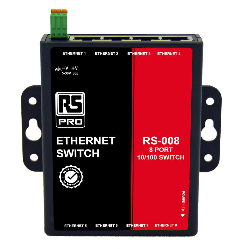 Switch Ethernet 8 Ports RJ45, 10/100Mbit/s, montage Mural ( Prix pour Boîte de 1 )