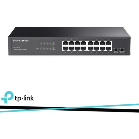 Switch Ethernet Gigabit a 16 porte per scrivania e montaggio a rack
