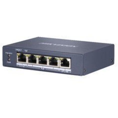 Switch hikvision 4p gigabit poe + 1 uplink gigabit rj45 budget poe 60w l2 unmanaged - ds-3e0505hp-e