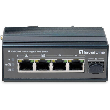 SWITCH INDUSTRIAL LEVEL ONE IGP-0501 5P POE GIGA Y 1P SFP 240W CARRIL DIN