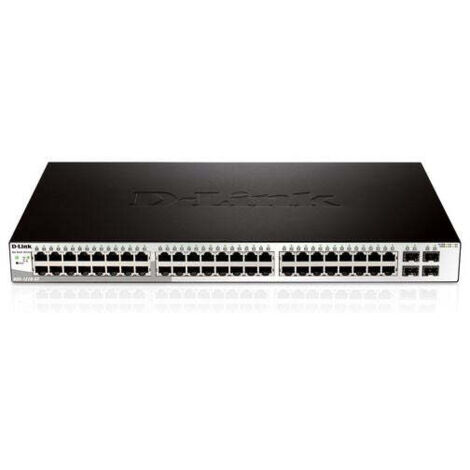Switch internet 52 ports (48 ports Gigabit PoE 10/100/1000 Mbps + 4 ports Combo SFP) commutateur rackable 1U noir D-LINK