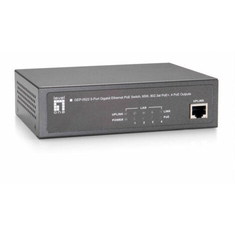 SWITCH LEVEL ONE GEP-0522 NO GESTION 5P 10/100/1000 4P POE PLUS 65W