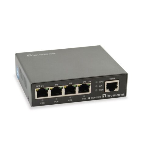 SWITCH LEVEL ONE GEP-0523 NO GESTION  5P 10/100/1000 4P POE PLUS 60W