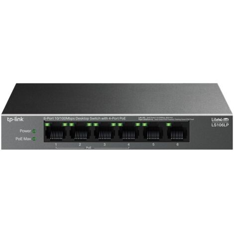 SWITCH NO GESTIONABLE TP-LINK LS106LP LITEWAVE 6P 10/100 4P PoE+ SOBREMESA CARCASA METAL NO RACK