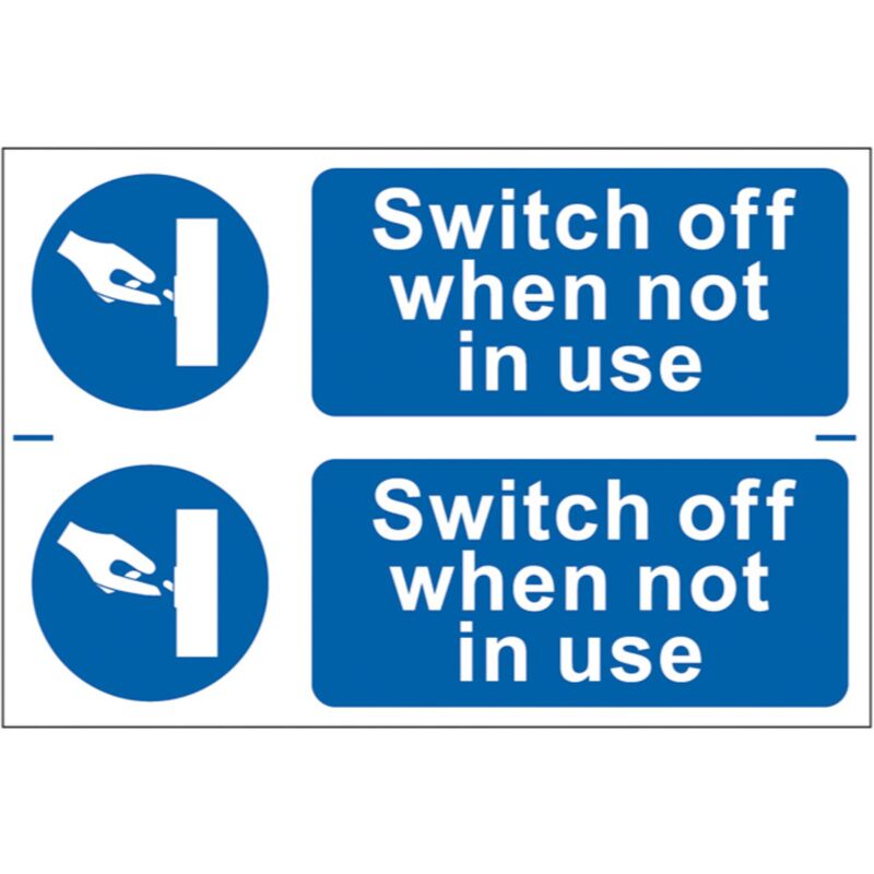 Switch Off Machinary Self Adhesive Sign Twin Pack - 300 x 100mm