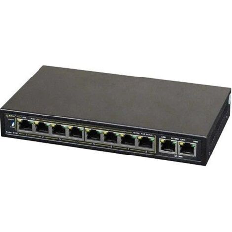Switch PoE 8 puertos, estándar IEEE 802.3af/at, interconexión con puertos UP LINK.