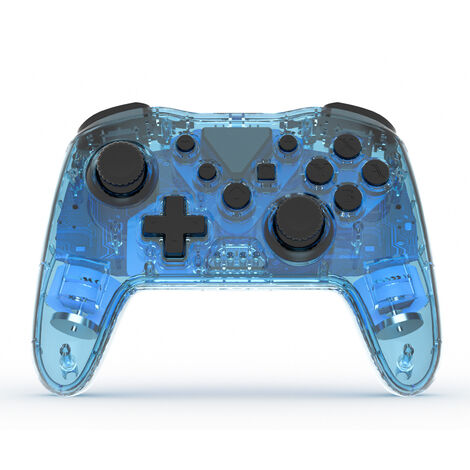 Switch Pro Gamepad Transparent Sans Fil Bluetooth Dual Vibration Bleu