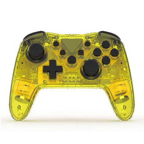 Switch Pro Gamepad Transparent Sans Fil Bluetooth Dual Vibration Jaune